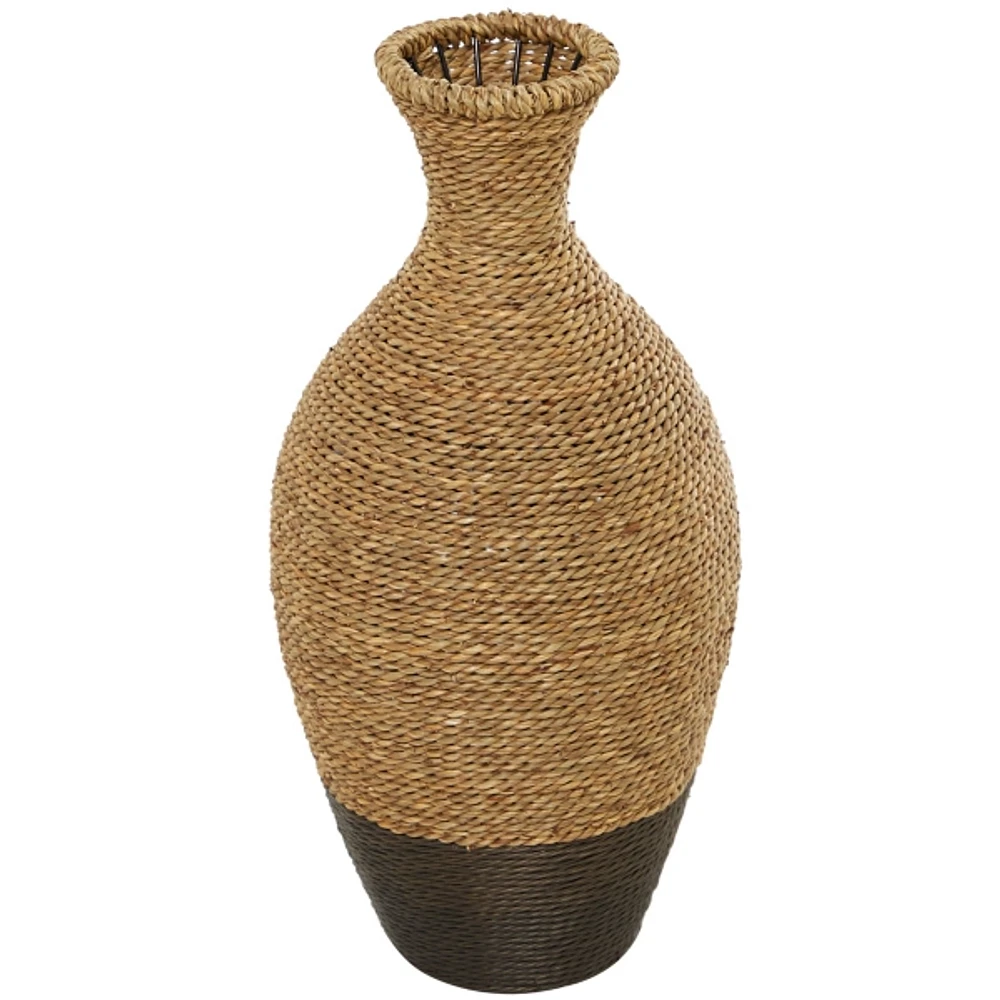 Two-Toned Natural Seagrass Floor Vase, 21 in.