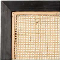 Black and Natural Rattan Wall Mirror, 30x42