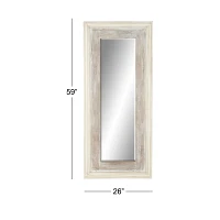 Distressed White Wood Wall Mirror
