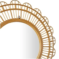 Bamboo Round Floral Frame Wall Mirror