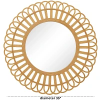 Bamboo Round Floral Frame Wall Mirror