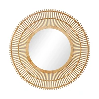 Bamboo Round Sunburst Frame Wall Mirror