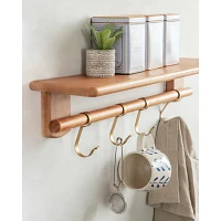 Natural Wood Alma Shelf with Hooks