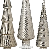Platinum Mercury Glass Christmas Trees, Set of 3
