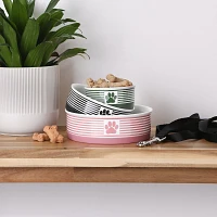 Paw Stripe Ceramic Pet Bowls