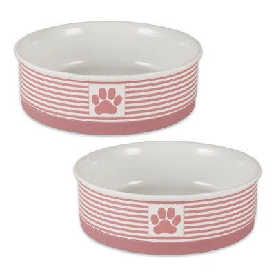 Paw Stripe Ceramic Pet Bowls