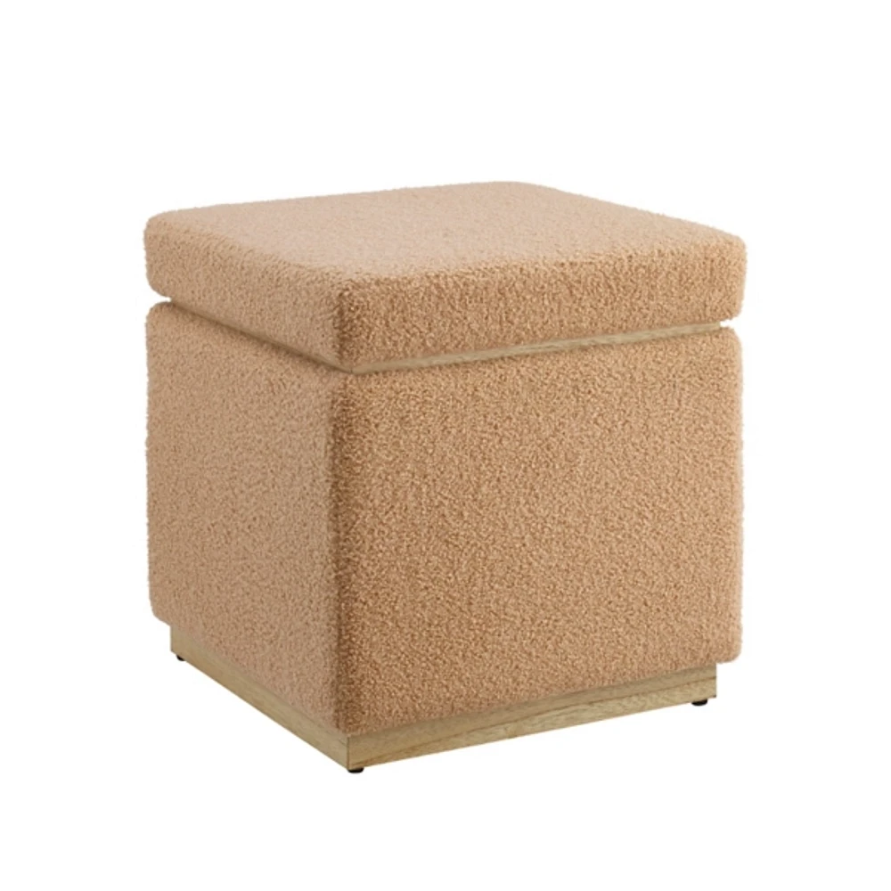 Tan Blanche Sherpa Storage Ottoman