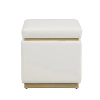 White Blanche Faux Leather Storage Ottoman