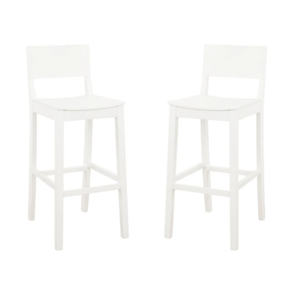 White Wood Devin Bar Stools, Set of 2