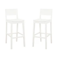 White Wood Devin Bar Stools, Set of 2