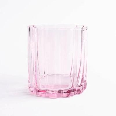 Pink Scalloped Short Glass Tumblers, Set of 4