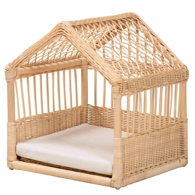 Natural Rattan Cushioned Pet Bed