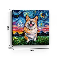 Aja Trier Happy Corgi Starry Night Canvas Print