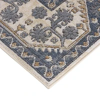 Blue Tile Border Area Rug