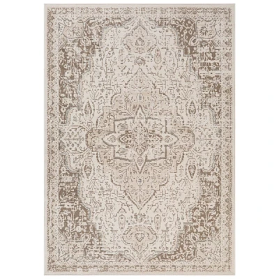 Cream Medallion Area Rug, 5x8