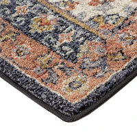 Navy Blue Floral Area Rug, 8x10