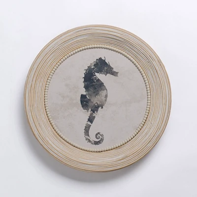 Seahorse Rattan Plate Wall Plaque
