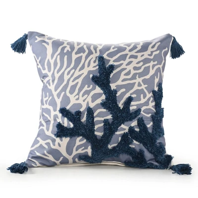 Blue Tufted Coral Indoor/Outdoor Pillow