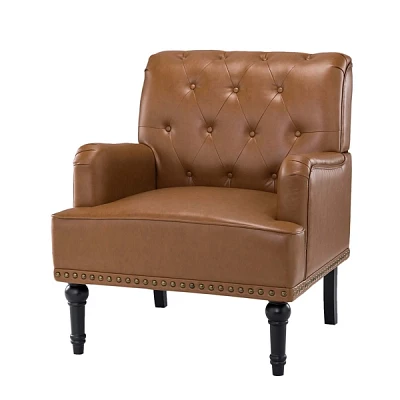 Battista Camel Vegan Leather Accent Chair