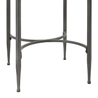 Gray Metal & Wood Round Accent Table