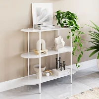 White Metal 3-Tier Oval Console Table