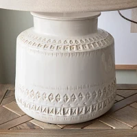 Beige Ceramic X-Pattern Table Lamp