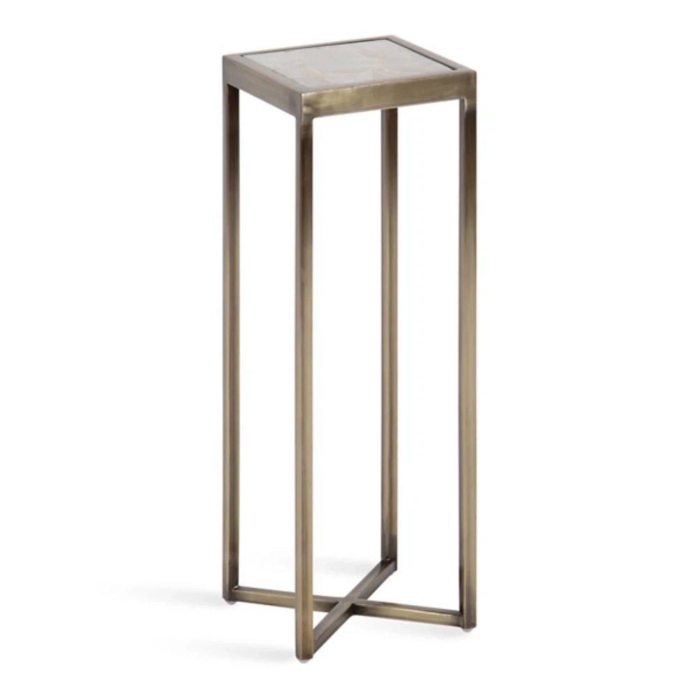 Brass Natural Quartz Accent Table