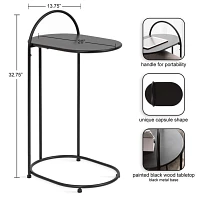 Black Oval C-Shape Accent Table