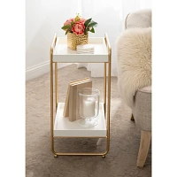 White Two-Tier Gold Accent Table