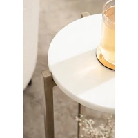 White Marble Gold Accent Table