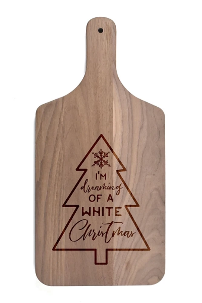 Walnut Dreaming of a White Christmas Cutting Board