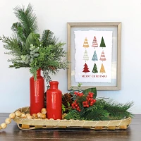 Merry Christmas Colorful Trees Framed Art Print