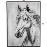 Shaded Horse Framed Canvas Art Print