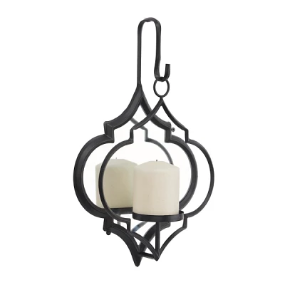 Black Quatrefoil Mirrored Wall Sconce