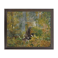 Dogs in Woods Framed Art Print