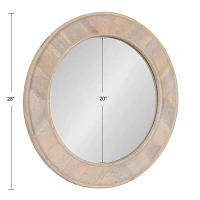 Whitewashed Woodgrain Round Wall Mirror