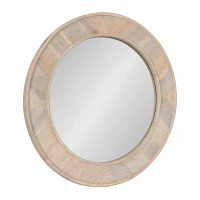 Whitewashed Woodgrain Round Wall Mirror