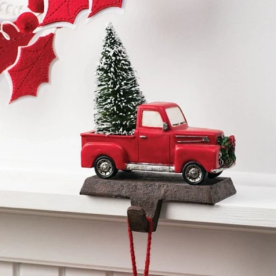 Red Truck with Tree Stocking Holder