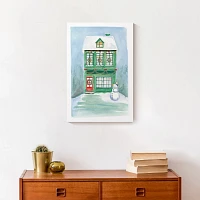 Green Christmas House Canvas Art Print