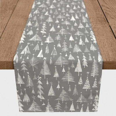 Gray Sketched Trees Table Runner, 90 in.