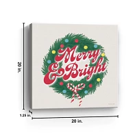 Merry & Bright Modern Wreath Canvas Art Print