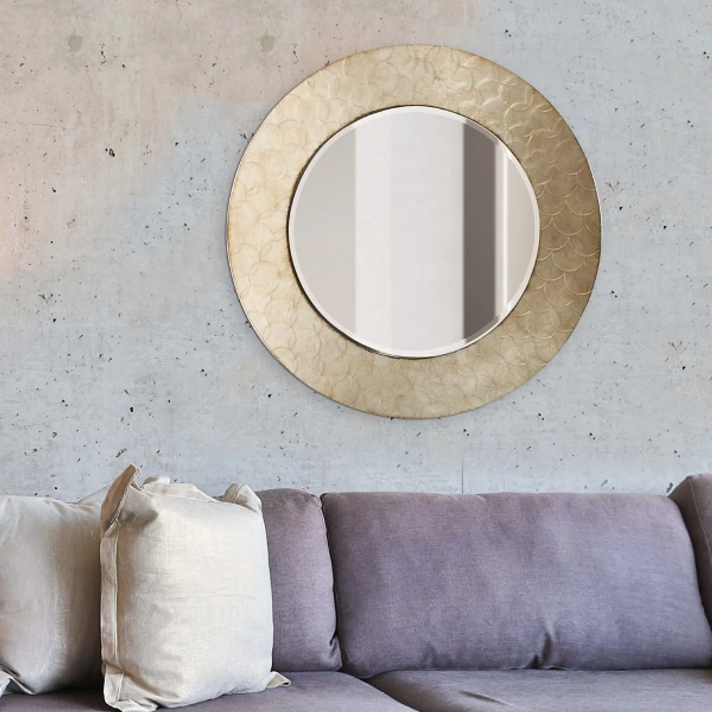 Camelot Round Champagne Wall Mirror