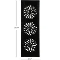 Black Handcarved Wood Floral Wall Plaque