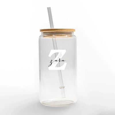 Personalized Monogram Z Floral Glass Cup