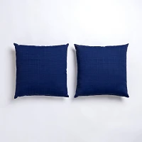 Navy Slub Outdoor Pillows, Set of 2