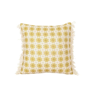Mustard Boho Floral Indoor/Outdoor Pillow