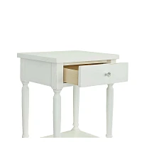 White Rectangle Accent Table with Charging Station