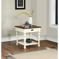 Ivory Farmhouse Wood Accent Table