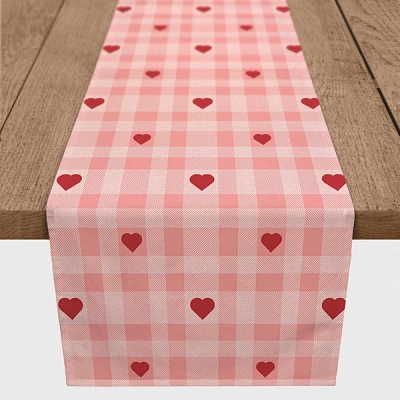 Pink Plaid Hearts Table Runner, 72 in.