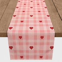 Pink Plaid Hearts Table Runner, 72 in.